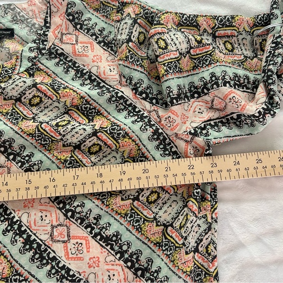 New Directions 3/4 Bell Sleeve Pastel Print Tunic sz XL Boho Office Comfortable - Picture 10 of 11